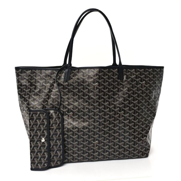 Authentic Goyard Saint Louis GM Black St Louis Shoulder Tote Bag & Pouch Purse - Picture 1 of 13